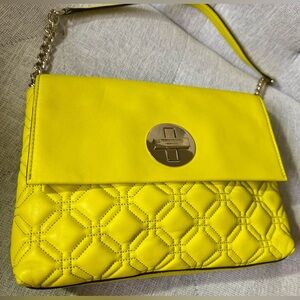 Kate Spade Astor Court Autumn Quilted Leather Flap Chain Shoulder Bag Yellow